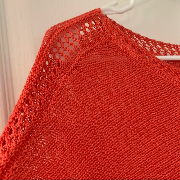 Chico’s deep orange open knit crew neck tee - Picture 5 of 6